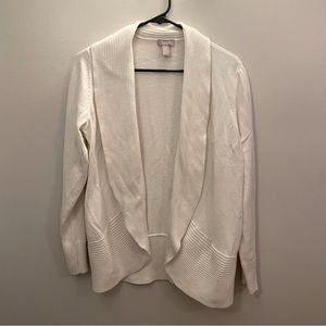 Chicos White Shawl Neck Open Cardigan Sweater 2 XL